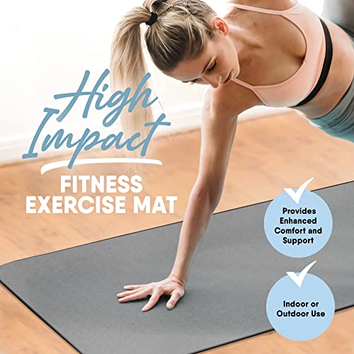 MICRODRY Deluxe Fitness Exercise Yoga Mat for Home & Gym, Extra Thick for High Impact Training, Multi Layered Skid Resistant Surface, Odor Neutralizing with Carrying Strap