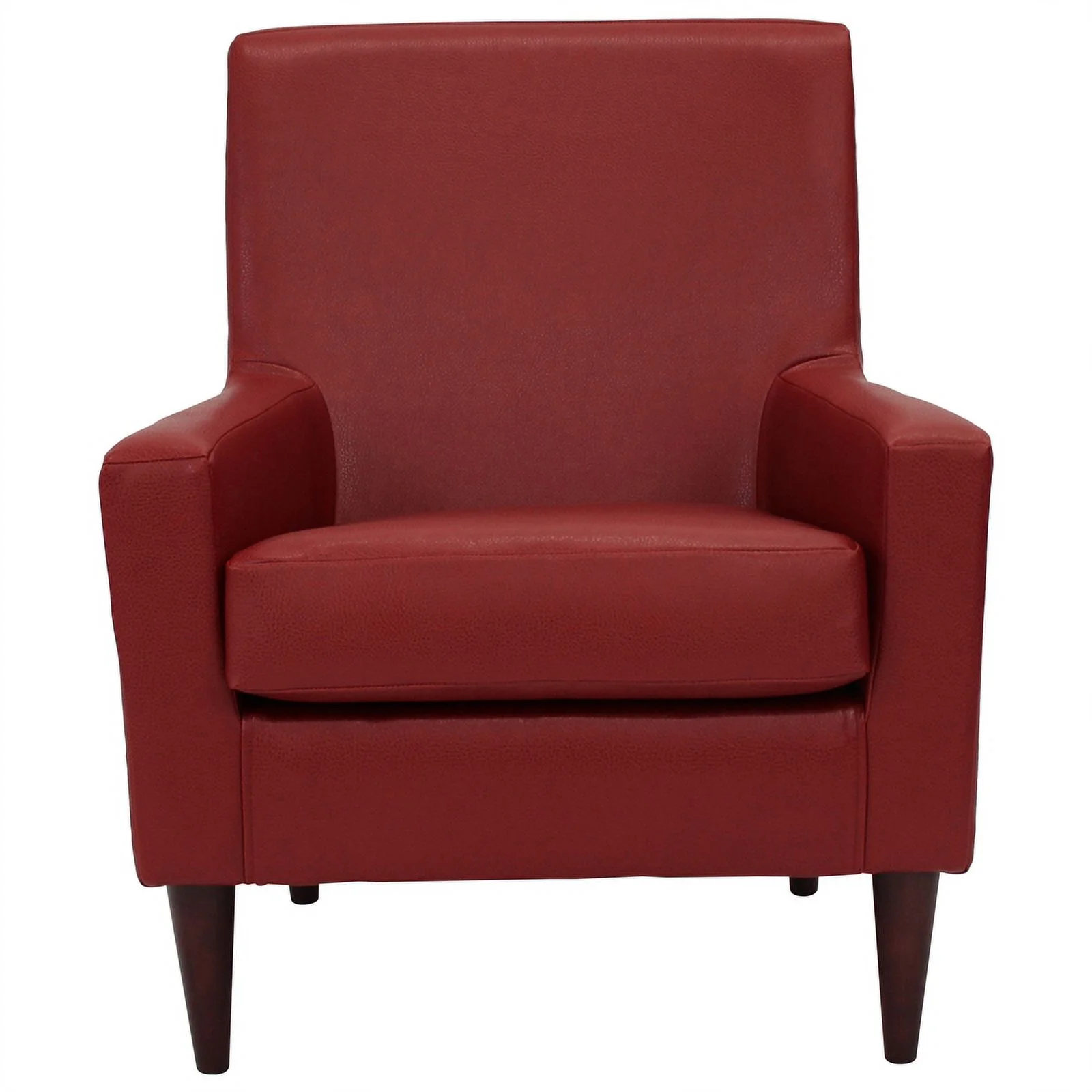 Pemberly Row Traditional Faux Leather Arm Chair in Red Finish