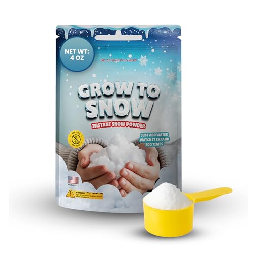 Grow to Snow Artificial Snow Powder: Instant Fake Snow for Sensory Play & Decor | Realistic Snowflakes for Slime & Winter Holiday Decorations (16.0, Ounces)