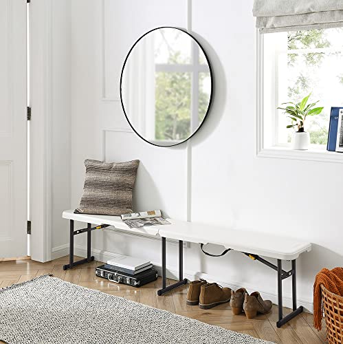 Living and More 6 Foot Fold-in-Half Bench with Carrying Handle, Easy Folding and Transport, Indoor/Outdoor Use, Sturdy Steel Frame, 72