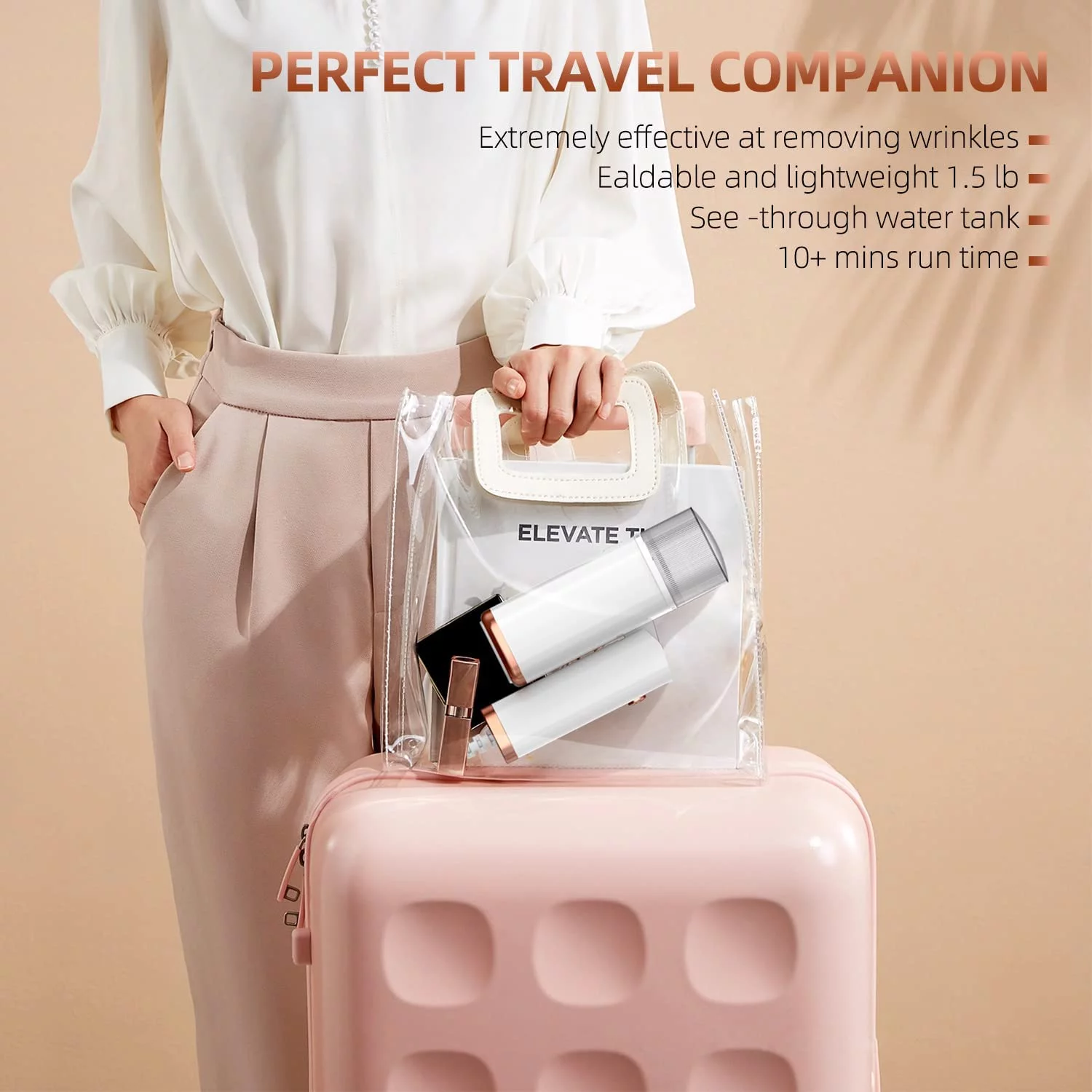 Portable Steamer for Clothes Foldable Handheld Clothing Wrinkles Remover for Garments,110V,20 Second Fast Heat-up,1000W,120ml Fabric Wrinkle Remover with Brush and Measure cup for Home Office Travel