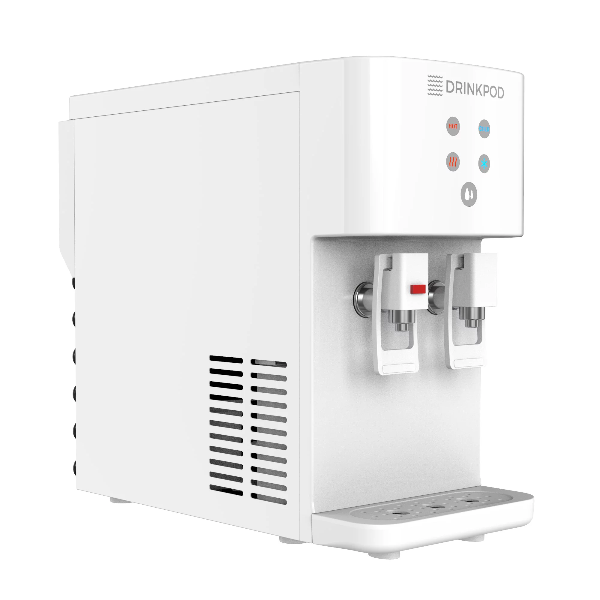Drinkpod 2000 Series Touchless Bottleless Hot & Cold Water Cooler Dispenser with 4 Stage Purification; Complete Installation Kit & Cafe Connect Model DP2000 Color; White