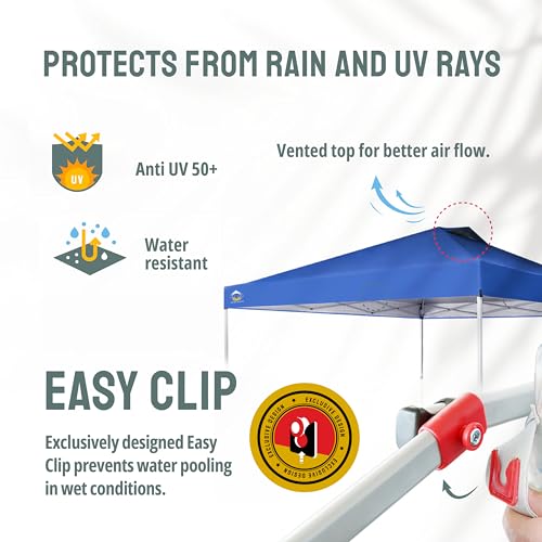 CROWN SHADES 10x10 Pop Up Canopy - Beach Tent with One Push Setup - Easy Outdoor Sun Shade for Events, Parties, Camping - Gazebo with STO-N-Go Cover Bag, Silver Coated Top, White