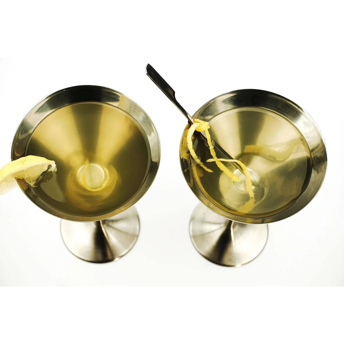Silver Stainless Steel Martini Glass (Set of 2) 6 Oz 4.5 x 7