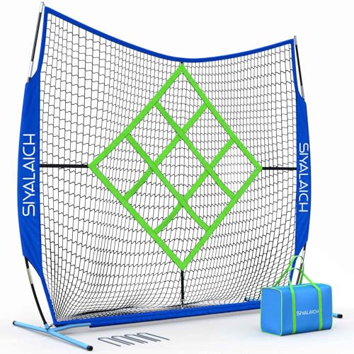 7x7 ft Baseball and Football & Soccer Net,for Baseball & Softball Batting,Football Throwing,Soccer Shots,Improve Aim Able,Multi-Function Sports Net,for Kids and Adults of All Skill Levels ﻿