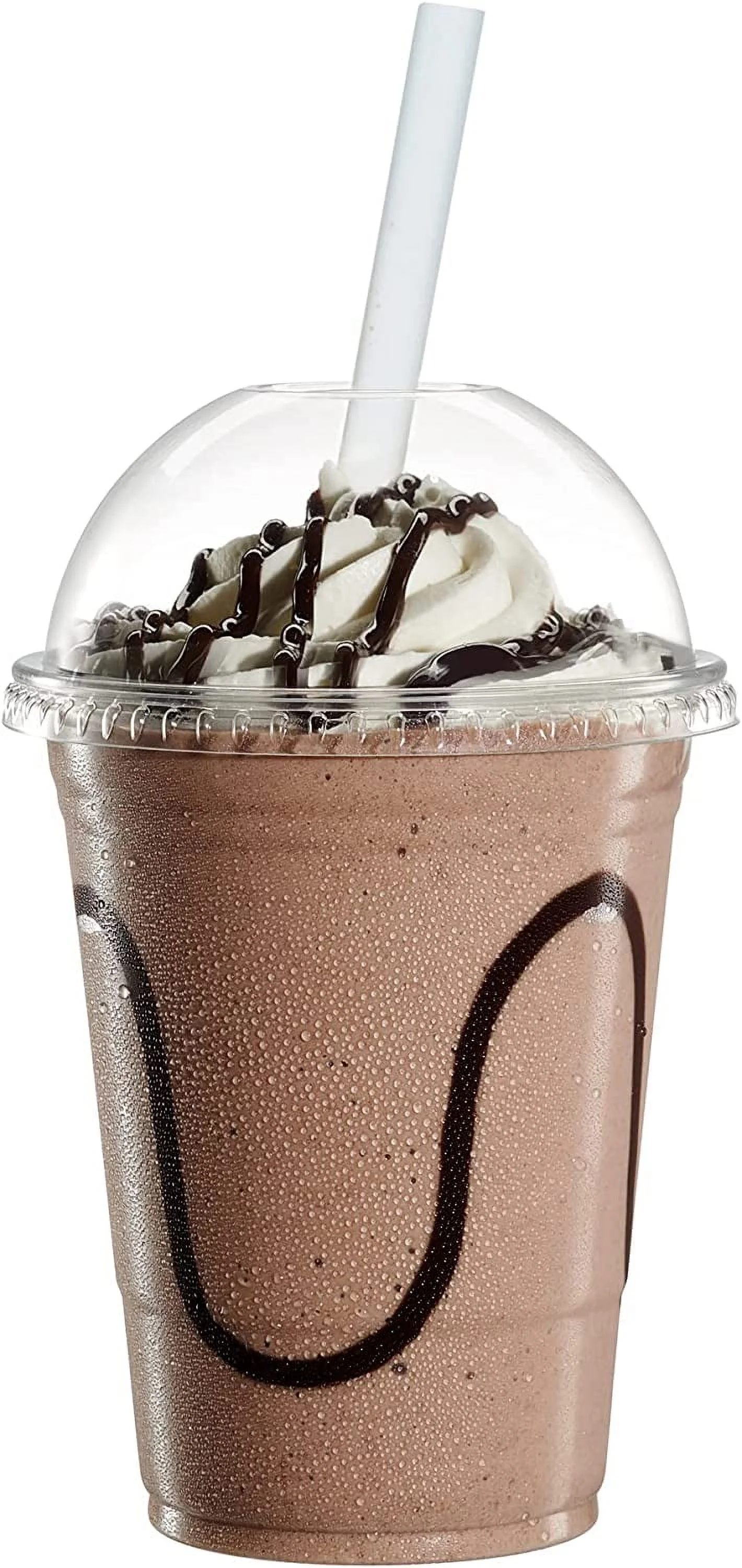 Comfy Package Crystal Clear Disposable Cups 16 Oz Plastic Cups with Dome Lids, 100-Pack