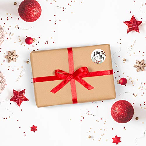 Brown Kraft Holiday Pine Stickers / 500 Classic Christmas Stickers / 6 Alternating Rustic Winter Holiday Labels / 1.5