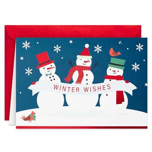 Hallmark Boxed Christmas Cards, Winter Wishes Snowmen (40 Cards and 40 Envelopes)