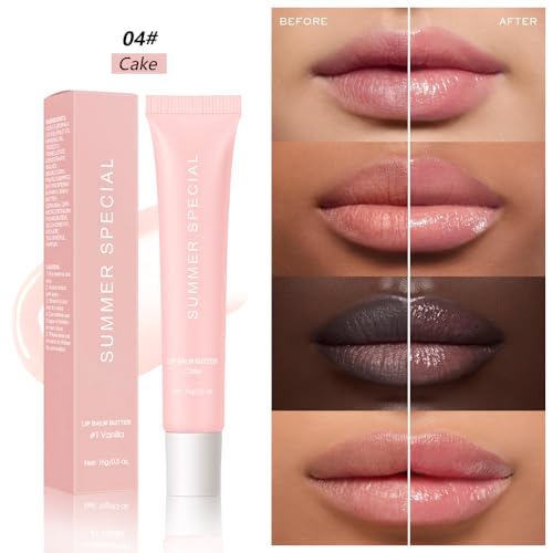 4 PCS Summer Special Lip Butter Balm – Ultra-Hydrating Lip Care with Shea Butter & Olive Oil, Soothes Dry Lips with Natural Tint & Gloss Effect, Lip Plumper Moisture & Light Lip Stain Finish