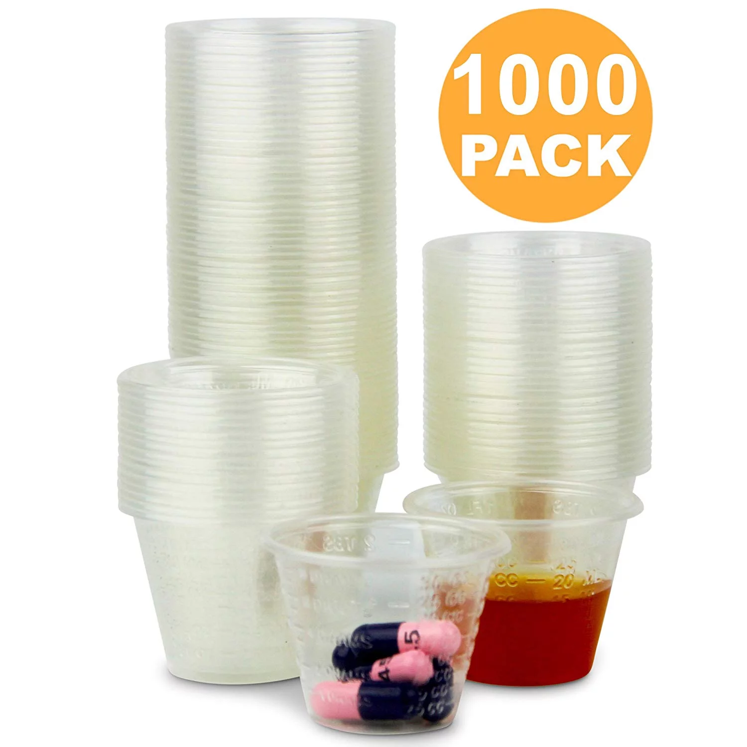 1 oz Graduated Medicine Cups – Polypropylene Disposable Measuring Cup, Mixing Cups with ML, Dram, CC, TBSP & FL oz Measurement Markings for Pill, Epoxy, Resin & Liquid/Powder - 1000 Cups