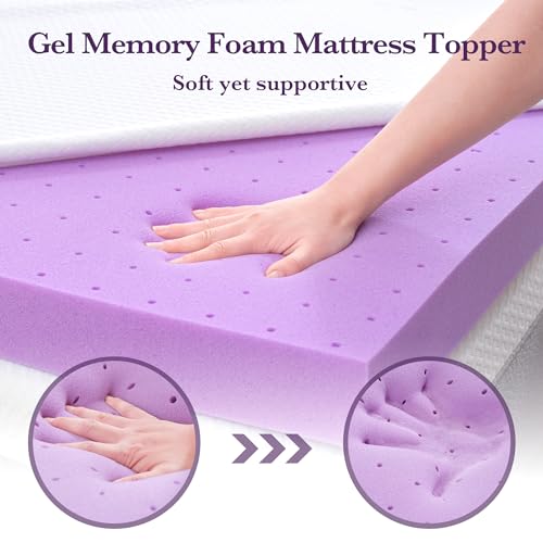 SINWEEK 2 Inch Gel Memory Foam Mattress Topper Ventilated Soft Pressure Relieve Mattress Pad, Breathable Bed Topper, CertiPUR-US Certified, Twin Size