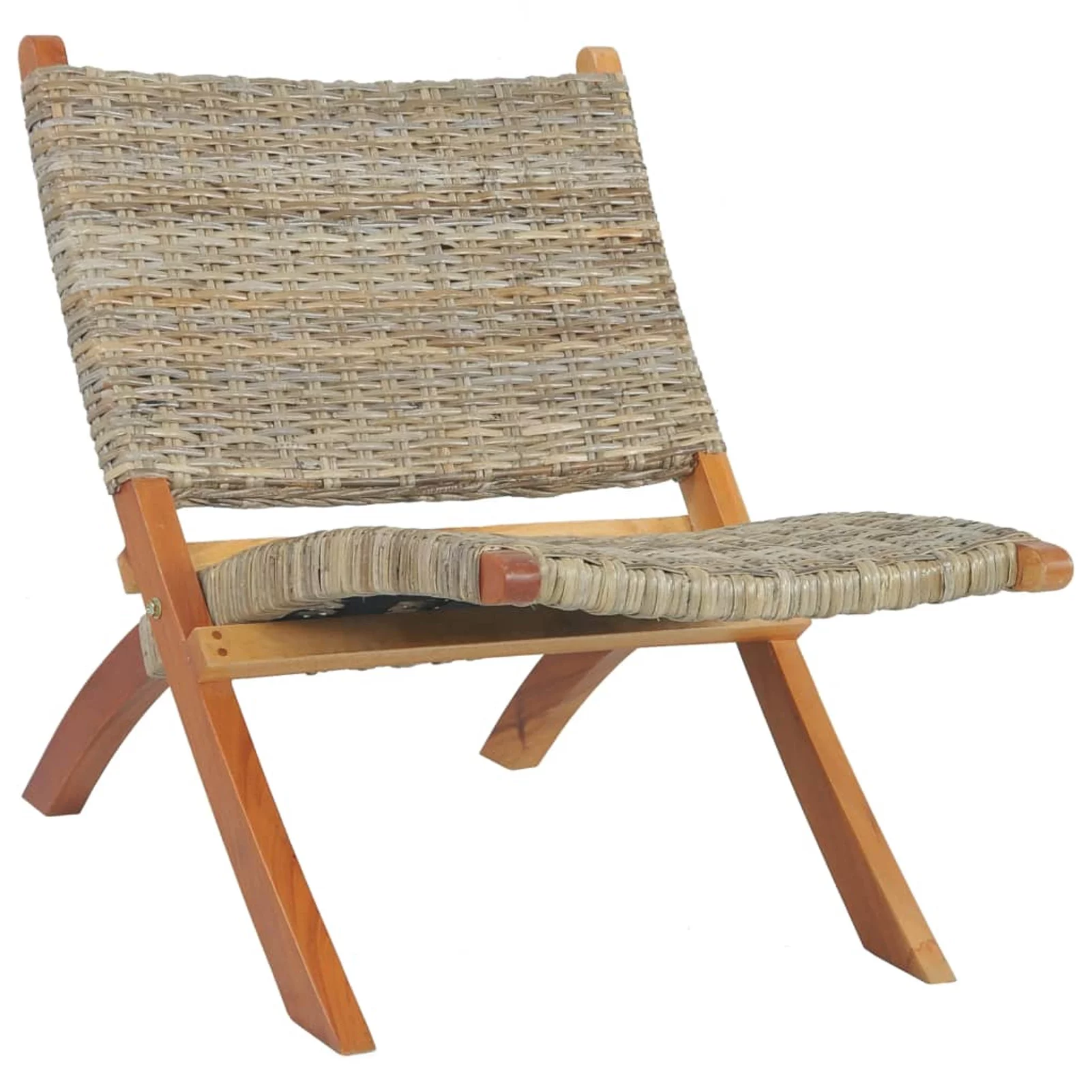 Anself Relaxing Chair Natural Kubu Rattan Mahogany Wood Frame Chair for Living Room, Waiting Room, Bedroom, Home Furniture 23.6 x 30.3 x 27.6 Inches (W x D x H)