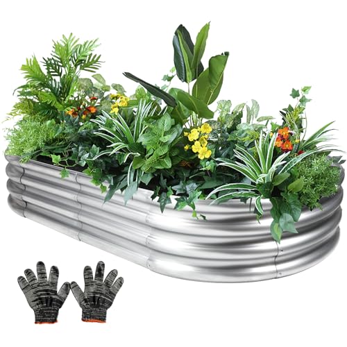 2Pcs Raised Garden Bed, Galvanized Planter Raised Garden Beds for Outdoor, 4x2x1ft, Vegetables,Flowers &Herbs,Heavy Duty Metal Raised Garden Beds Outdoor,Rust-Resistant & Easy Assembly