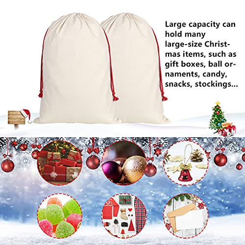 6 Pack Large Christmas Bag Santa Sacks Xmas Canvas Cotton Xmas Sack Stocking with Drawstrings (Pattern 7, 19.5 X 27.5)