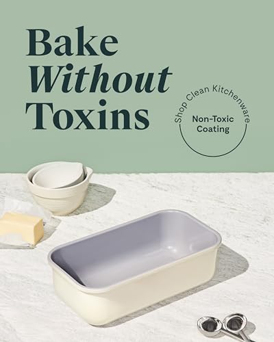 Caraway Non-Stick Ceramic 1 lb Loaf Pan - Naturally Slick Ceramic Coating - Non-Toxic, PTFE & PFOA Free - Perfect for Pound Cakes, Breads, & More - Cream