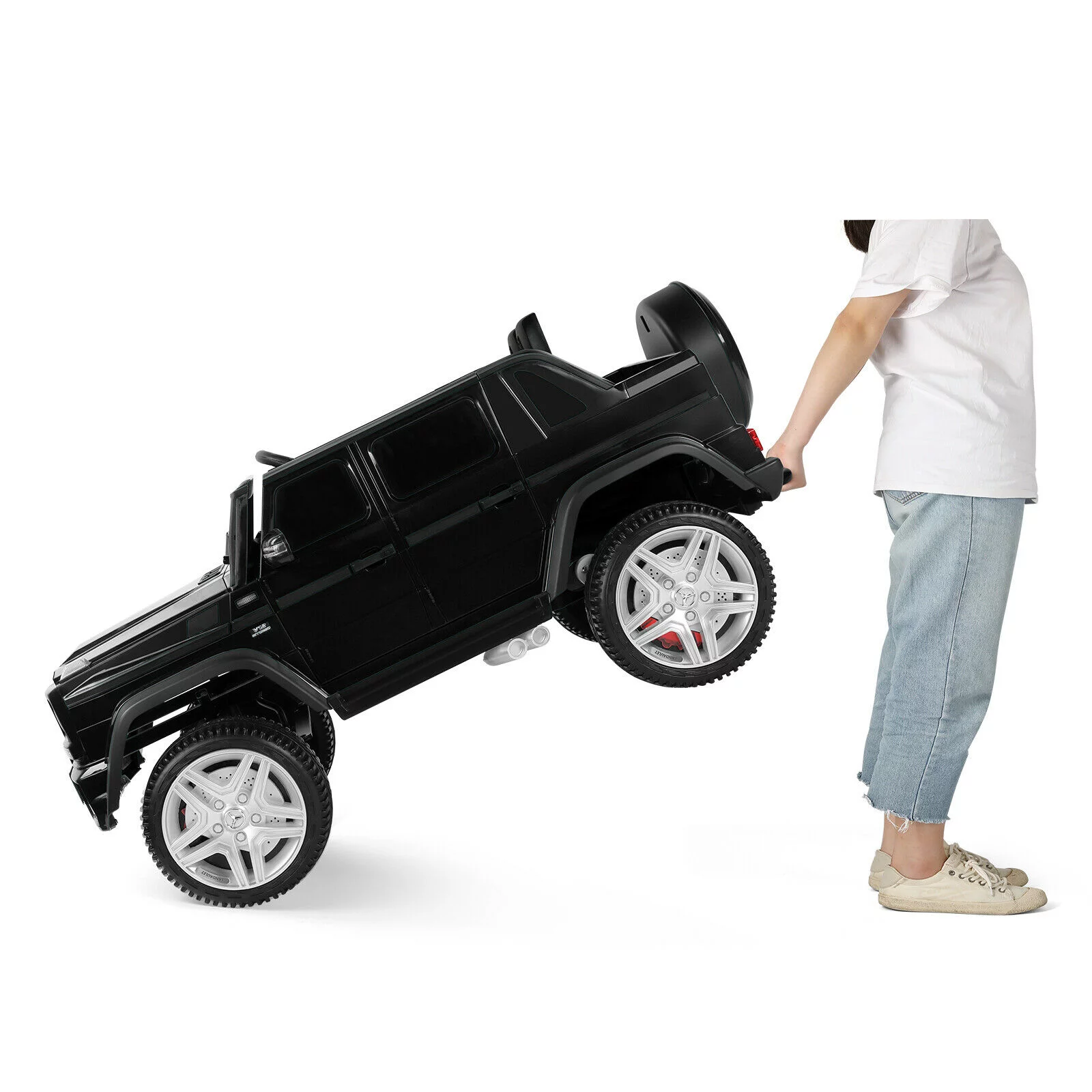 JOYLDIAS 12V Kids Ride on Car 3 Speeds Licensed Mercedes-Benz Electric Toy with Remote Control, LED Light (Black)