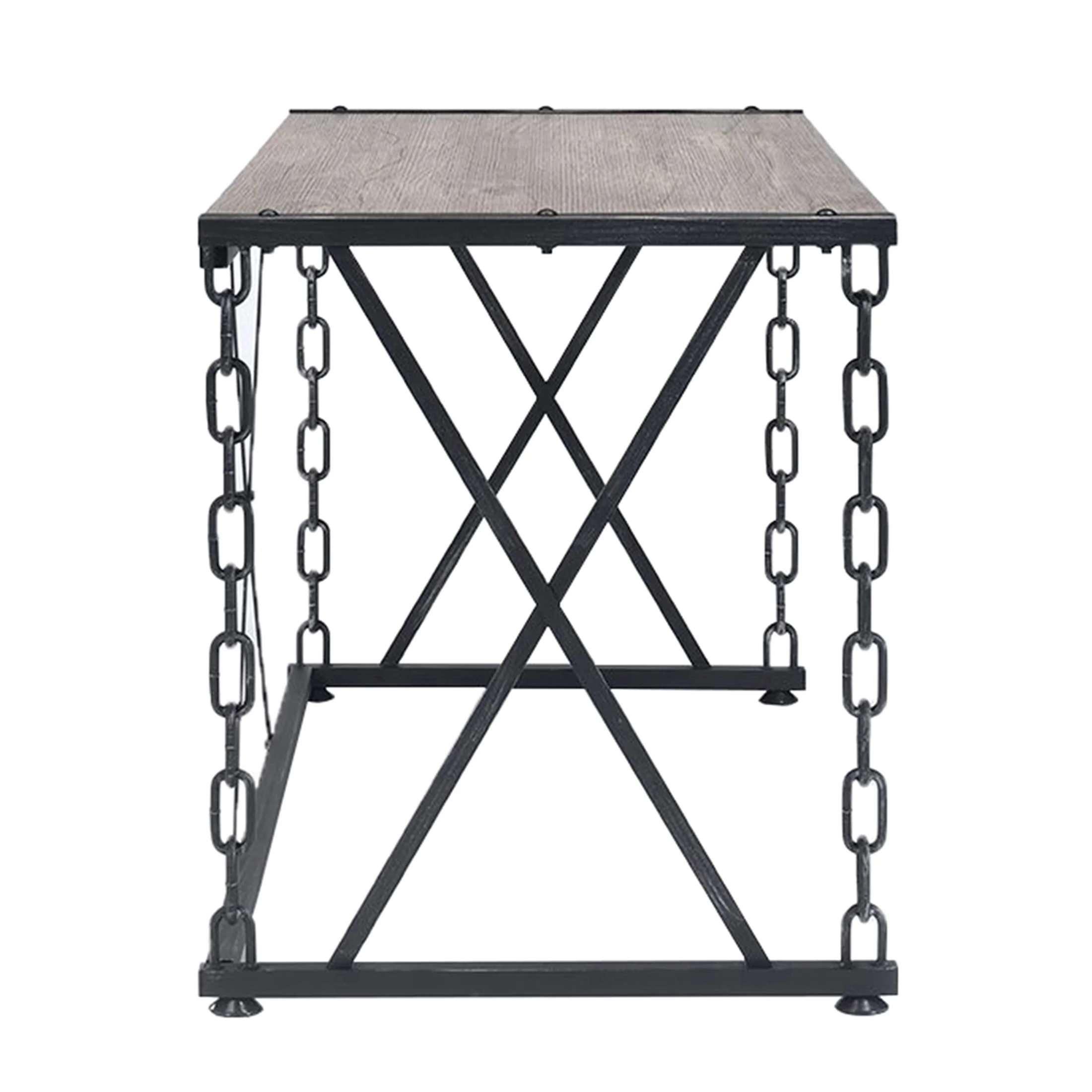 ACME Jodie Console Table in Rustic Oak & Black Finish