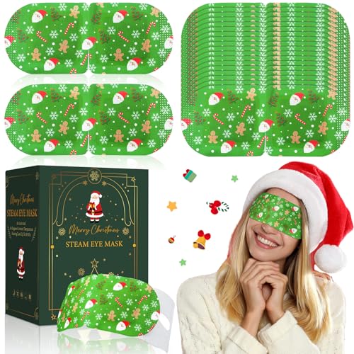 Ramede 48 Pcs Christmas Steam Eye Masks Bulk for Dry Eyes Disposable Self Heating Eye Mask for Spa Sleep Lavender Fragrance for Home Xmas Stocking Stuffer Holiday