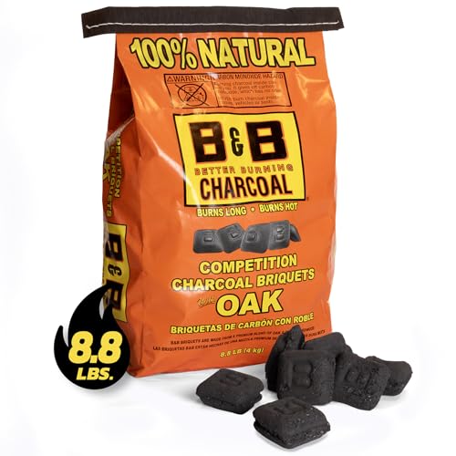 8.8 LB Organic Charcoal Briquettes for Grilling, BBQ Charcoal for Smoker & High Heat Grilling, Easy to Light - Compatible with Kettle & Kamado Grills