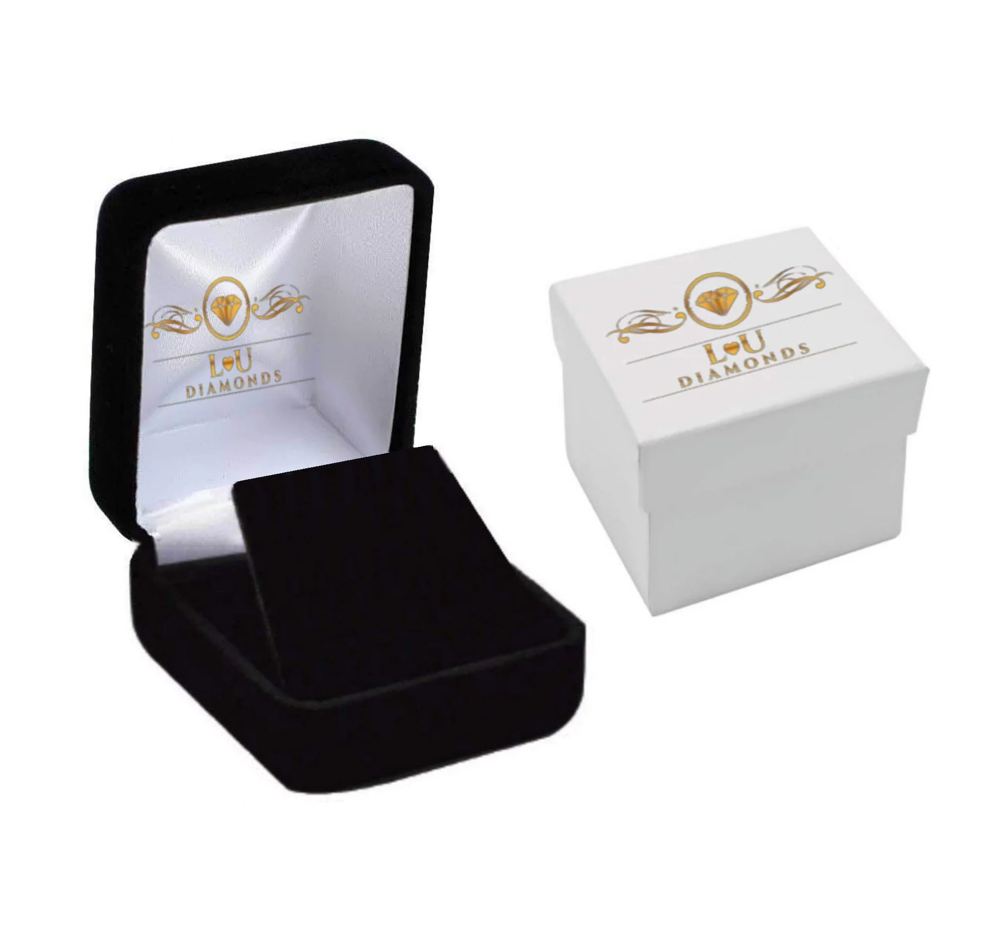 L U DIAMONDS 10k White Gold Diamond Crescent Moon Star Pendant .03 Ctw