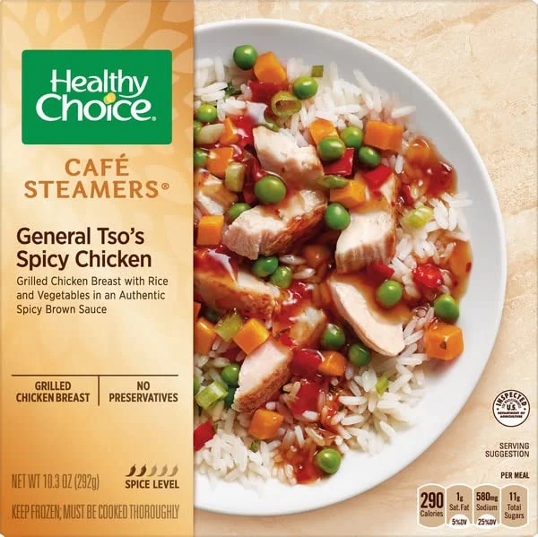 Healthy Choice Frozen Meals Variety Pack - Healthy Choice Sesame Chicken - Spicy Chicken General Tso's - Chicken Margherita with Balsamic - Kung Pao Chicken - Beef Merlot - 1 Box of Each, 5 Total