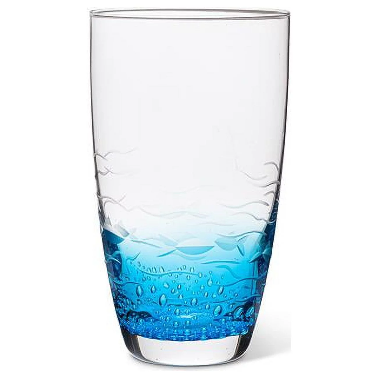 Abbott Collection Fish Cut Glass High Ball, Blue (27-SARDINIA-HB)