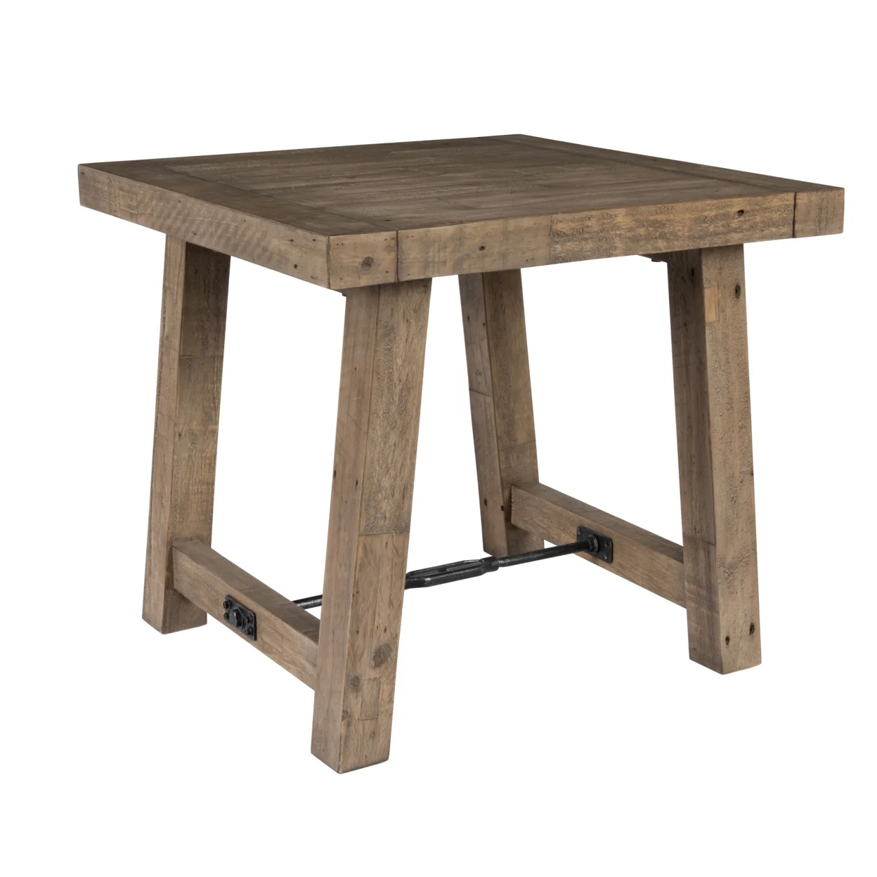 Handcrafted Reclaimed Wood End Table with Grains, Weathered Gray- Saltoro Sherpi