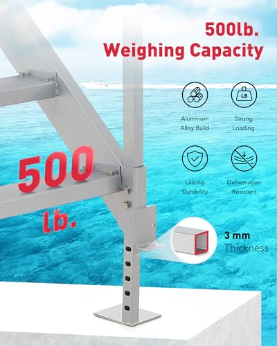 CO-Z 4 Step Dock Ladder, Pontoon Boat Ladder with 500lb Load, Height Adjustable Swim Ladder with Wide Step & Nonslip Tread, Aluminum Dock Stair for Lake Swimming Pool Marine Boarding