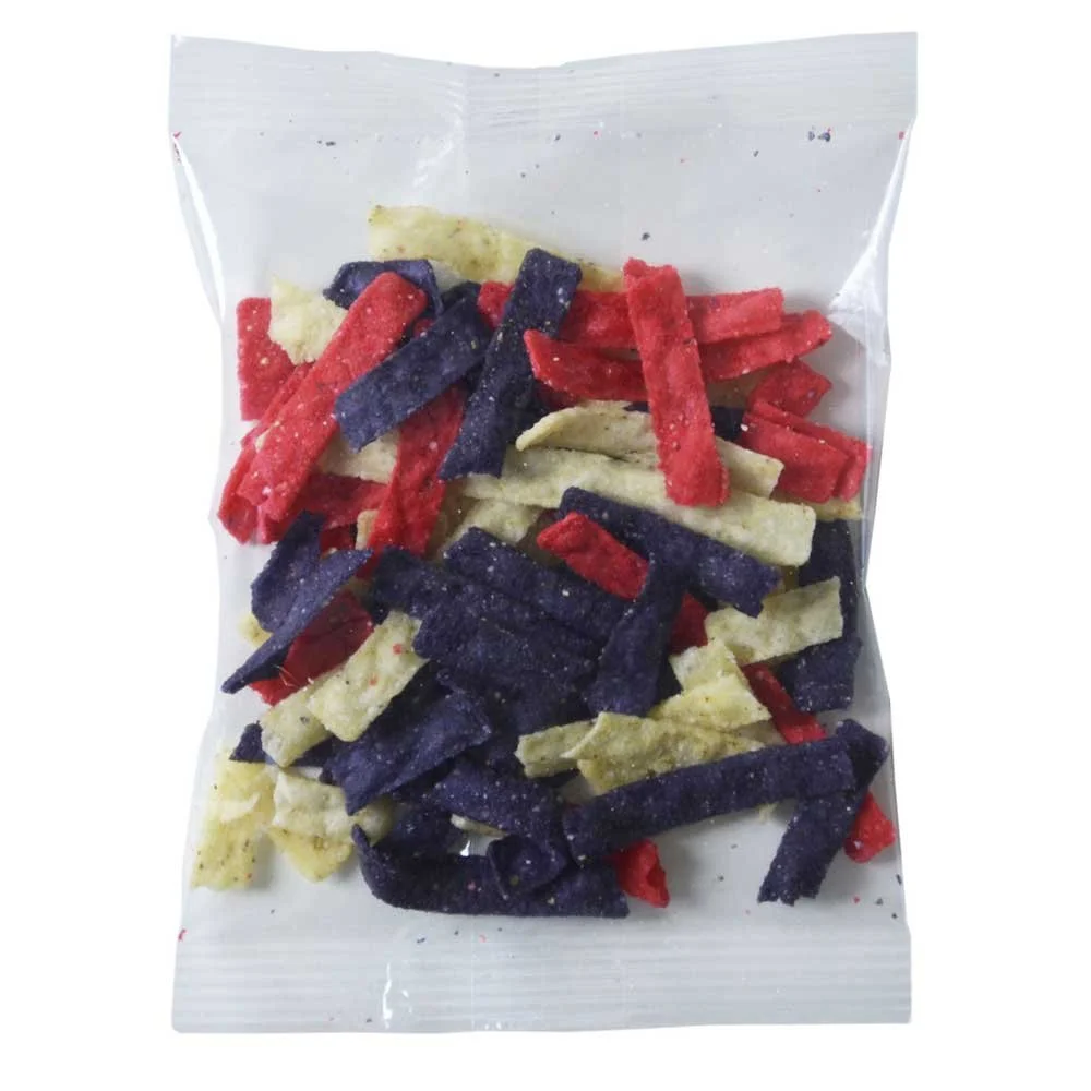 Gourmet Tri Colored Tortilla Strips, 0.5 Ounce - 100 Per Case.