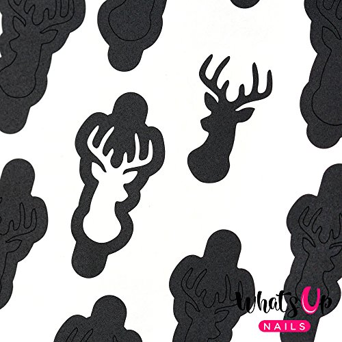 Whats Up Nails - Christmas Nail Vinyl Stencils 4 Pack (Peppermint Candy, Bell, Festive Globes, Antler) for Nail Art Design