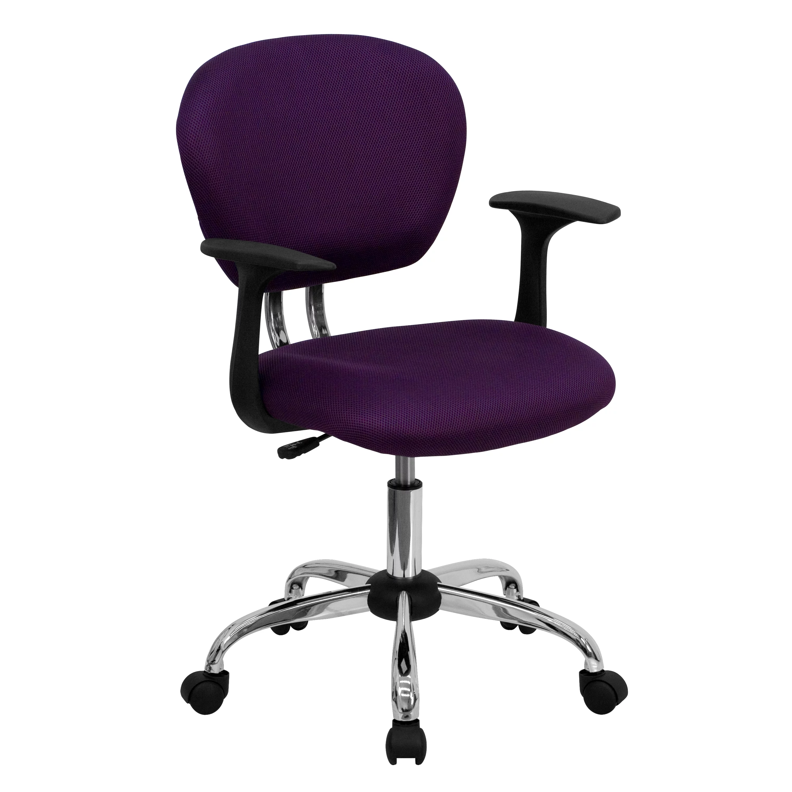 Emma + Oliver Mid-Back Purple Mesh Padded Swivel Task Office Chair and Arms