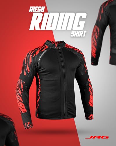 J.A.G. Motorcycle Mesh Shirt for Men with CE Certified Protective Padded Armors | All Season Motorcycle Riding Shirt