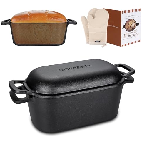 3.6QT Oval Dutch Oven for Bread Baking - Pre-Seasoned Cast Iron Sourdough Bread Pan with Lid