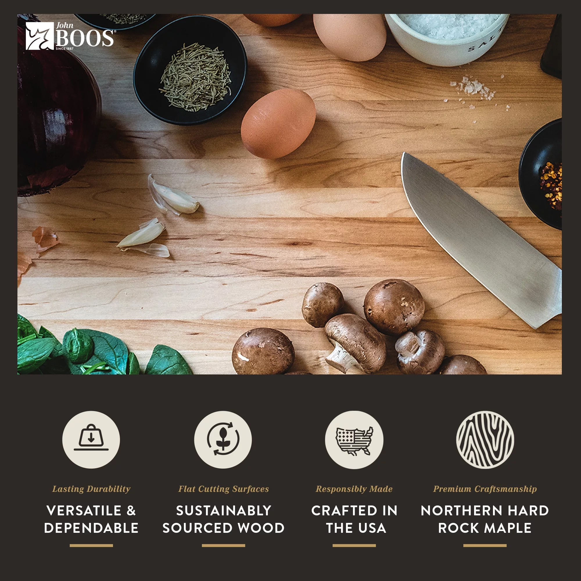 John Boos Large Chop N Slice Maple Wood Cutting Board, 20