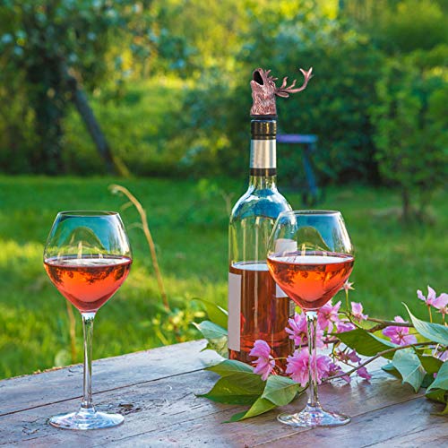 Happyyami Christmas Wine Aerators Deer Head Wine Pourer Spout Deer Stag Head Bottle Pourer Wine Stopper Bar Accessories Christmas Table Decorations