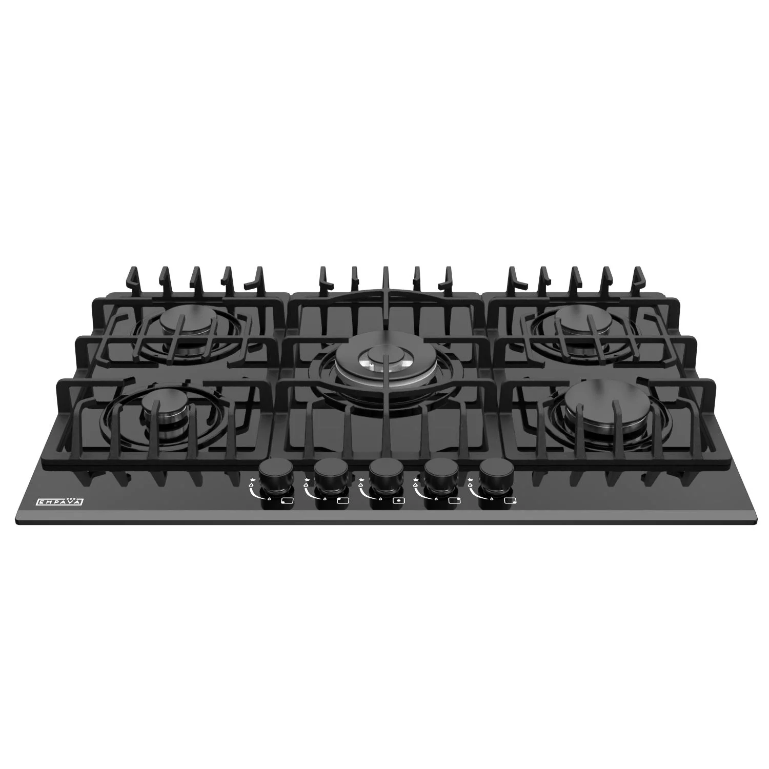 Empava 30 in. Gas Stove Cooktop 5 Italy Sabaf Sealed Burners NG/LPG Convertible in Black Tempered Glass , EMPA-30GC26