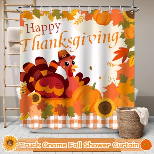 4Pcs Christmas Shower Curtain Set - Merry Christmas Bathroom Set Holiday Shower Curtain with Non-Slip Rugs, Toilet Lid Cover and Bath Mat