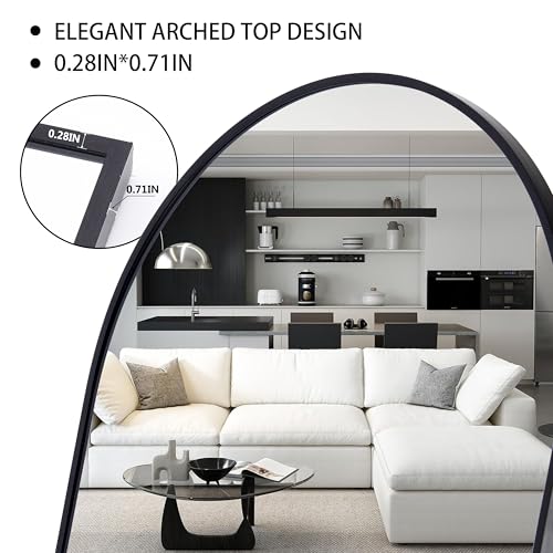 Simple Deluxe Arched Full Length Mirror, Floor Mirror with Stand, 59