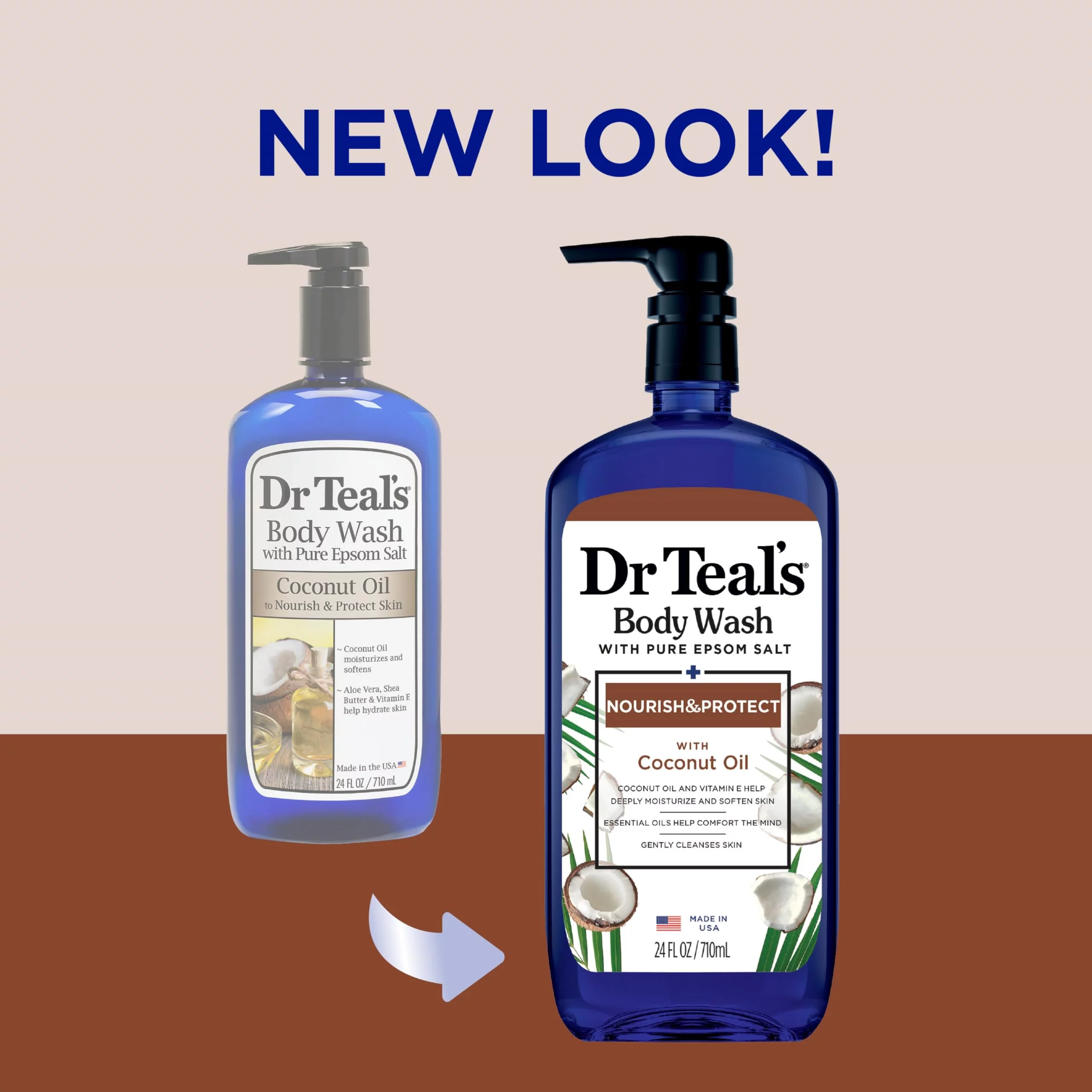 Dr Teal,S Body Wash With Pure Epsom Salt, With Coconut Oil, 24 Fl Oz (Pack Of 4) (Packaging May Vary).