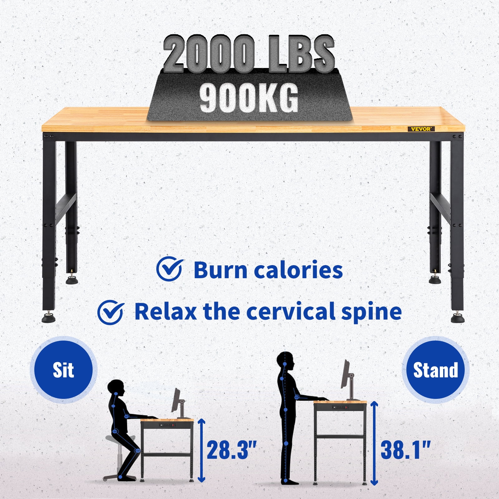 VEVOR Workbench Adjustable Height, 48