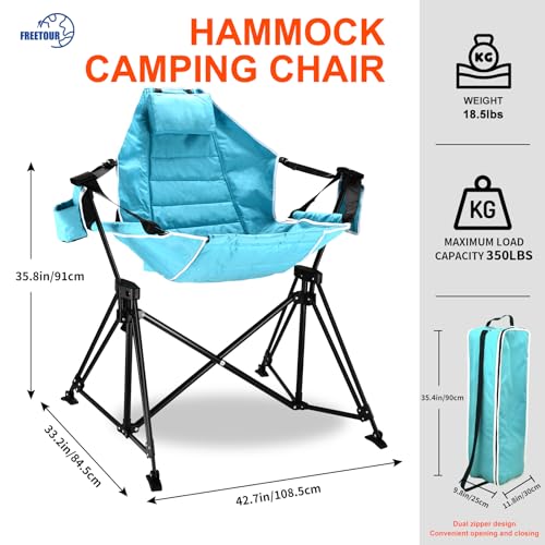 Hammock Camping Chair Folding 350lbs Foldable Portable Rocking Chairs for Adults Outside Swinging Camp with Stand Lawn Garden Hanging Outdoor