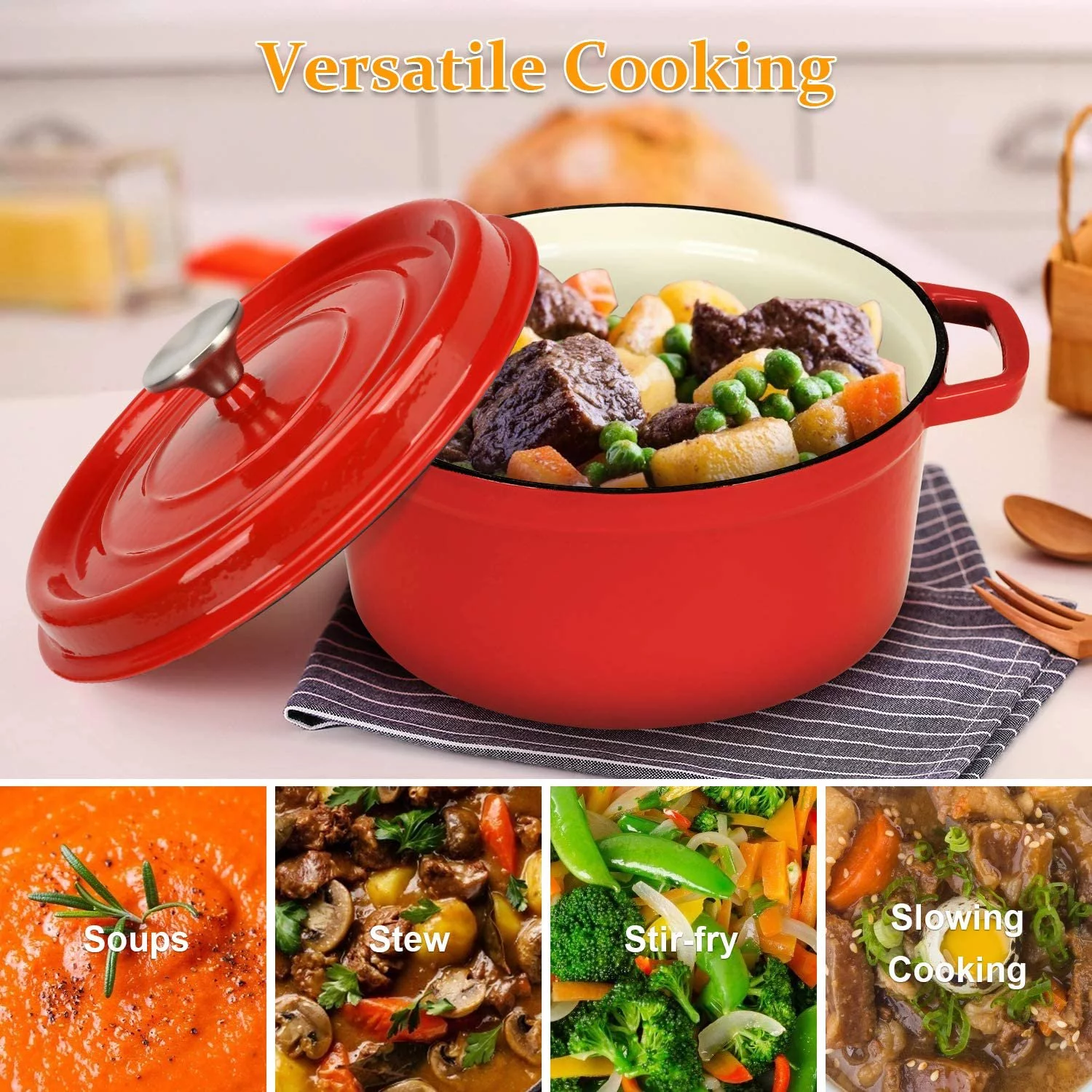 Enameled Cast Iron Dutch Oven, 13