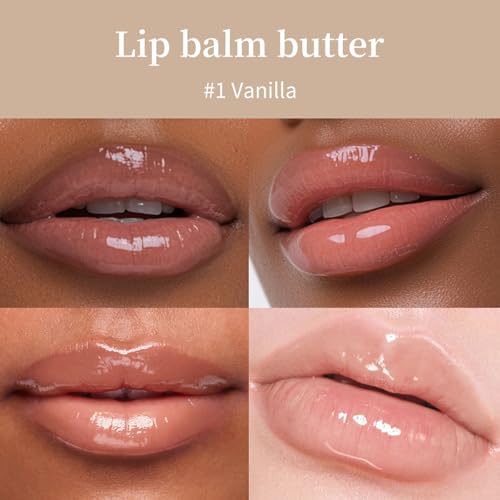 URQT 4PCS Summer Special Lip Butter Balm, Hydrating, Nourishing & Softening Lip Care with Natural Oils & Fruit Extracts, Long-Lasting Moisture, Non-Sticky Shine, Soften Dry Lips Lip Care (4PCS, 4)