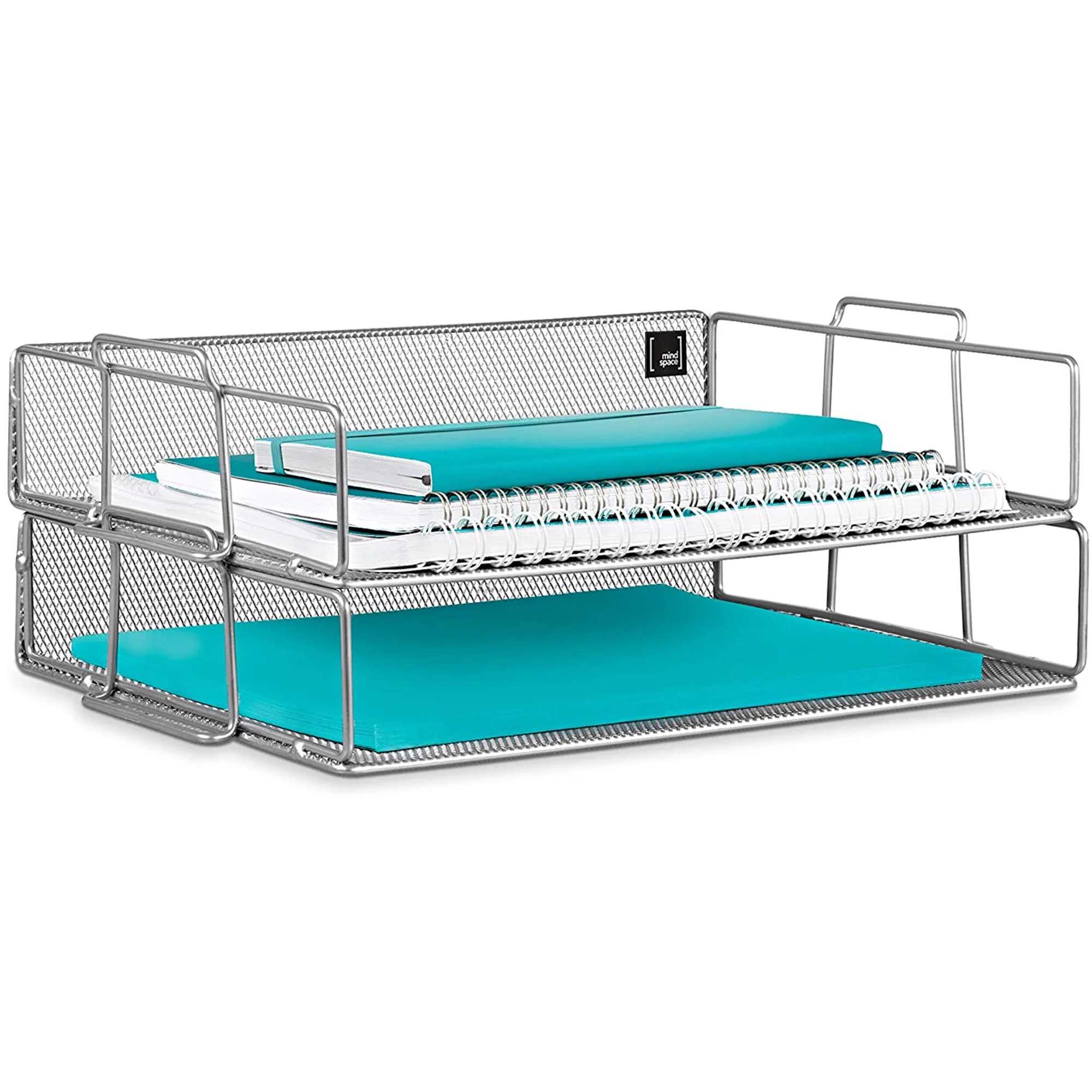 Mindspace Desk Organizers 2 Tier Document Mesh Desk Organizer for Office Supplies and Accessories Silver