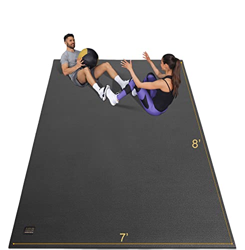 Gxmmat Extra Wide Large Exercise Mat 12'x7'/10'x7/8'x7(7mm), Thick Workout Mats for Home Gym Flooring, High-Density Durable Cardio Mat, Shoe Friendly, Perfect for Plyo, MMA, Jump Rope, Weight, Fitness