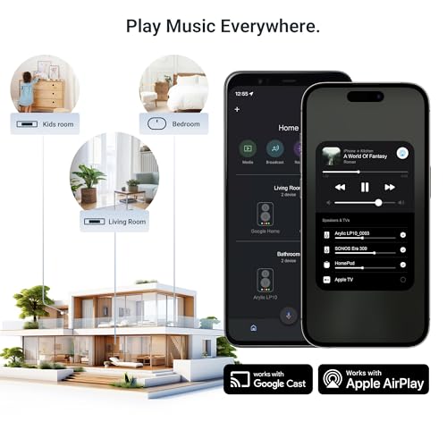 Arylic LP10 Wireless Music Streamer, Supports AirPlay 2, Apple Home and Spotify & Tidal Connect Multiple Streaming Options,5G WiFi and Bluetooth Preamplifier with App, Remote Control.
