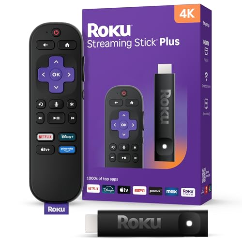 Roku Streaming Stick Plus 2025 - 4K & HDR Roku Streaming Device for TV with Voice Remote - Free & Live TV
