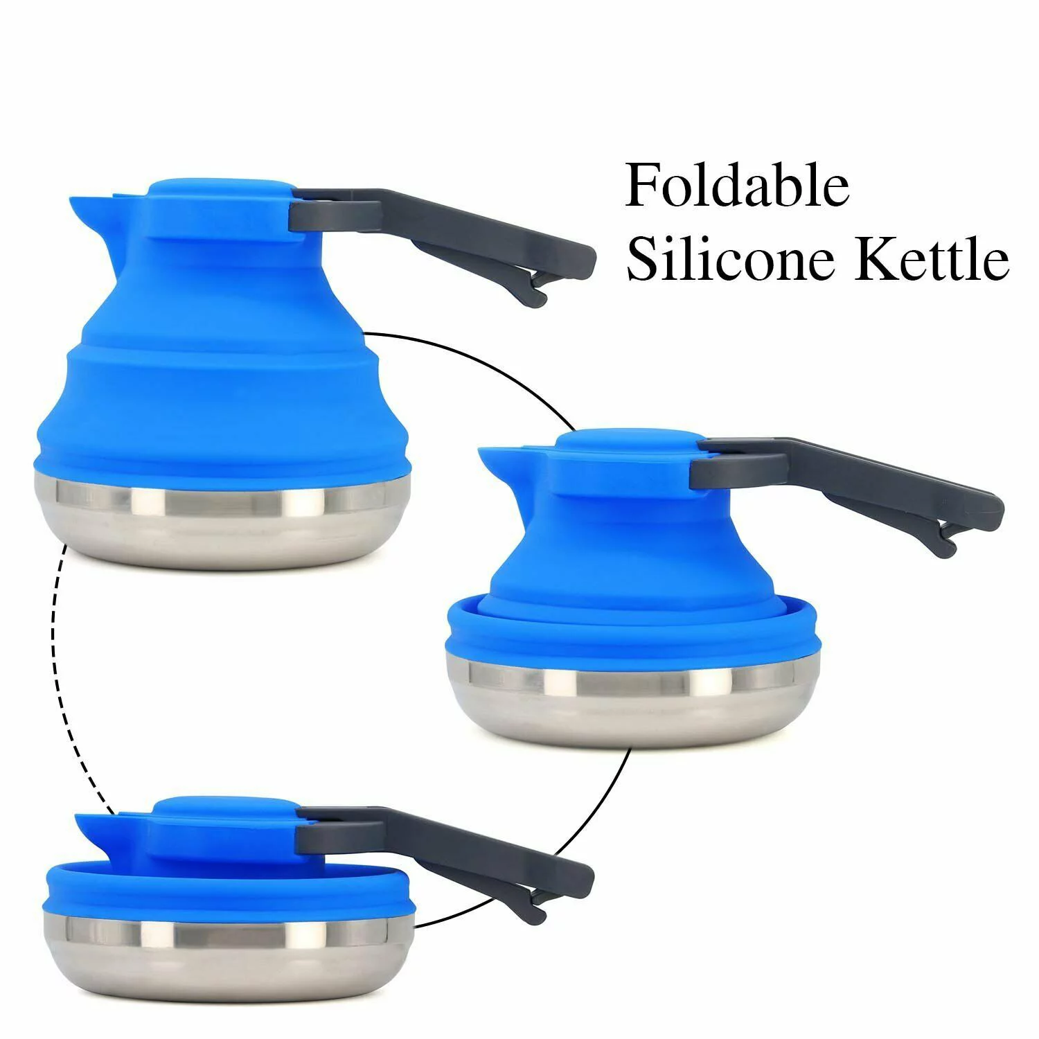 Portable Collapsible Camping Kettle For Hiking, Travel & Outdoors 42 OZ Foldable - Blue
