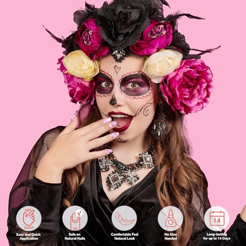 Semi Cured Gel Nail Strips-Easy Apply Christmas Gel Nail Stickers Holiday Semi Cured Manicure Strips with Sparkling Xmas Designs (Classic Yule)