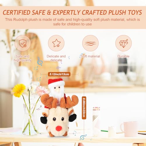 Singing Dancing Walking Reindeer Plush and Santa Claus,Baby's Rudolph The Red Nose Reindeer Plush Toy